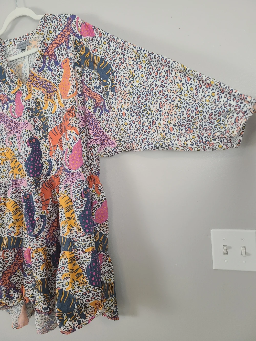 Anthropologie x Conditions Apply Multicolor Animal Tiger Tiered Tunic Dress XL - Picture 5 of 16